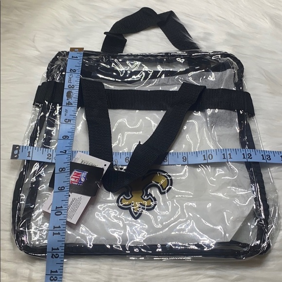 3-pc Set, New Orleans ‘SAINTS’ NFL Clear Tote/Bag, Adult Poncho, Keystrap, NWTag - Picture 7 of 15